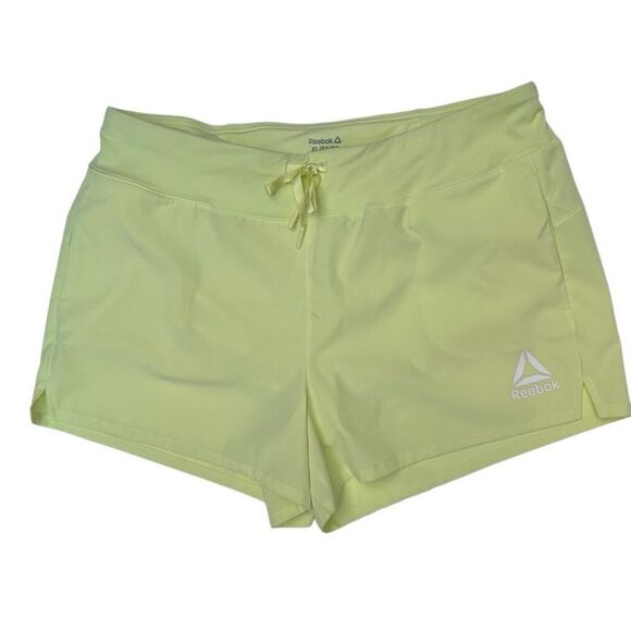 Reebok Athletic Workout Running Shorts Women's XL Yellow Drawstring Fitness - Picture 1 of 9